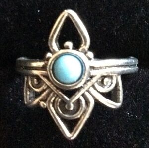 Silver Ring with Turquoise Stone, Size 4